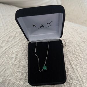 Kay Jewelers Silver Necklace with Green Pendant